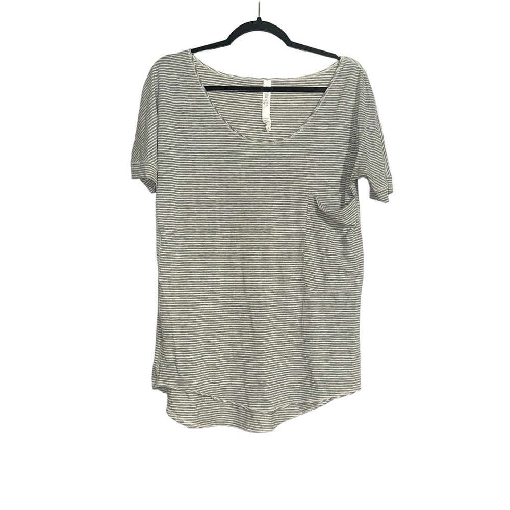 Lululemon Ravi Tee Short Sleeve Loose Fit Striped Gray Tee 6
